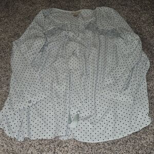 LOFT Sky Blue Diamond Print Blouse